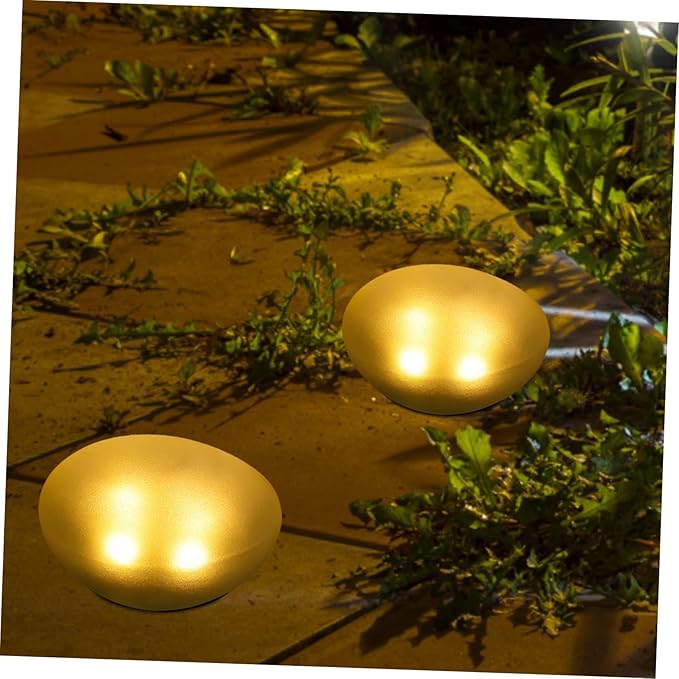 Solar Pebble Shape Garden Light Outdoor Decorative Lamp for Backyard Warm Light Solar Led