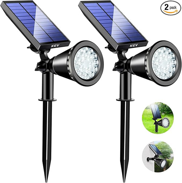 KEV 800 Lumens Solar Spot Lights Outdoor,18 LEDs Solar Flood Lights with 2 Modes &Adjustable &IPX65 | Lumora
