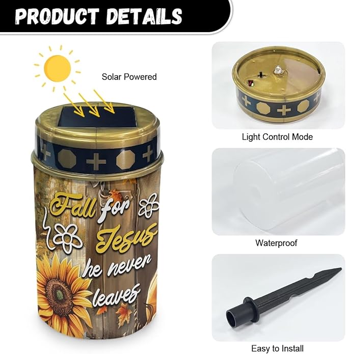 Fall Sunflower Letter Solar Stake Lights Multipurpose Solar Pathway Lights Cemetery Decorations for Grave Outdoor Lights Landscape Decoration Sympathy Remembrance Memorial Gift