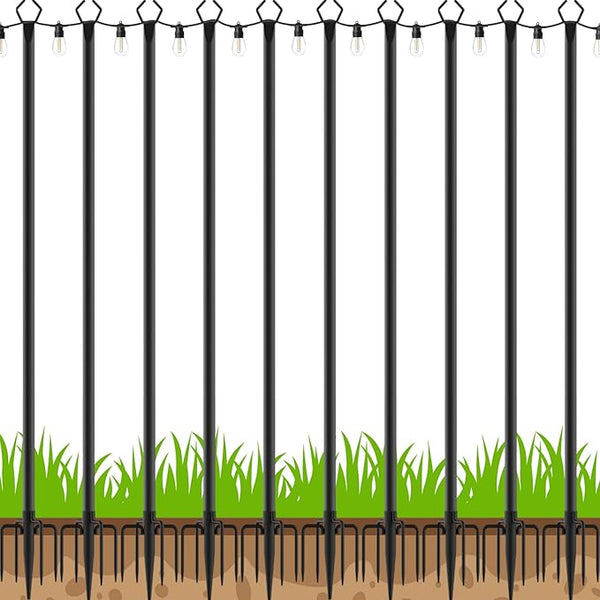 LETIANPAI 10 Pack String Light Poles,10 Ft Metal Poles with Fork for Outdoor String Lights,Outdoor Light Poles with | Lumora