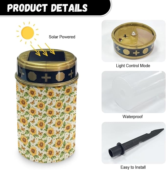 Sunflower Solar Landscape Light Butterfly Camping Lights Solar Solar Lights for Cemetery Decorative Outdoor Lights | Lumora