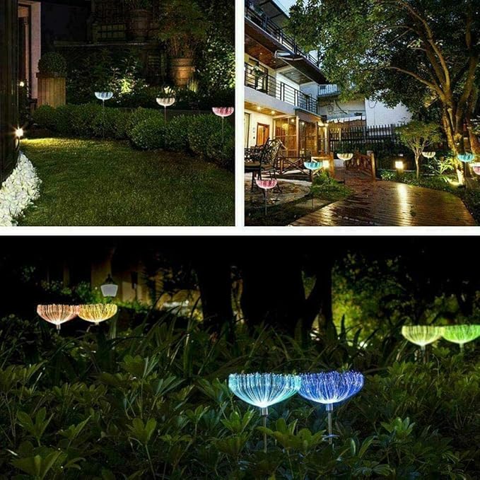 Solar Fiber Optic Outdoor Garden Decorative Changing Color Solar Lights (2 Pack)