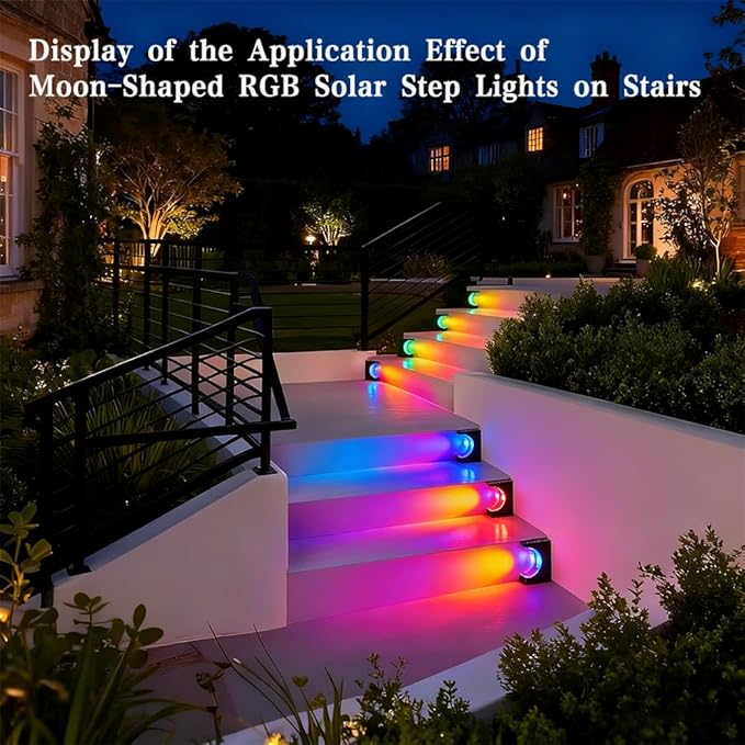 Solar Step Lights 4 Pack, Stair Lights Outdoor Waterproof, LED Step for Outside, Outdoor Solar Powered Step Lighting for Patio Decor, Deck, Porch, Front Door, Walkway (RGB Color Changing)