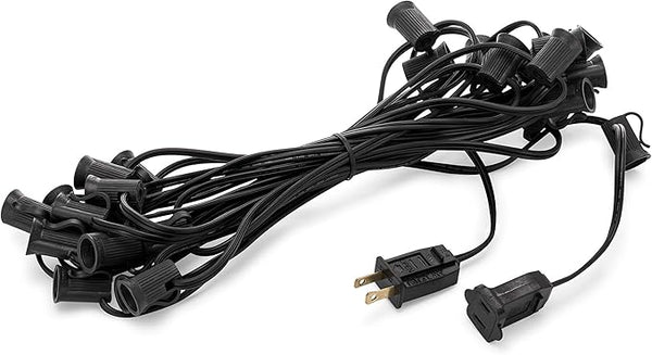 Holiday Lighting Outlet C7 Christmas Light String, Patio and Event Lighting, Black Cord, 12" Socket Spacing SPT-1 | Lumora