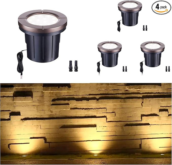 LED Well Light, In Ground Landscape Lights Low Voltage Outdoor, 12V IP67 Waterproof, Bright Wired Aluminum ORB for | Lumora