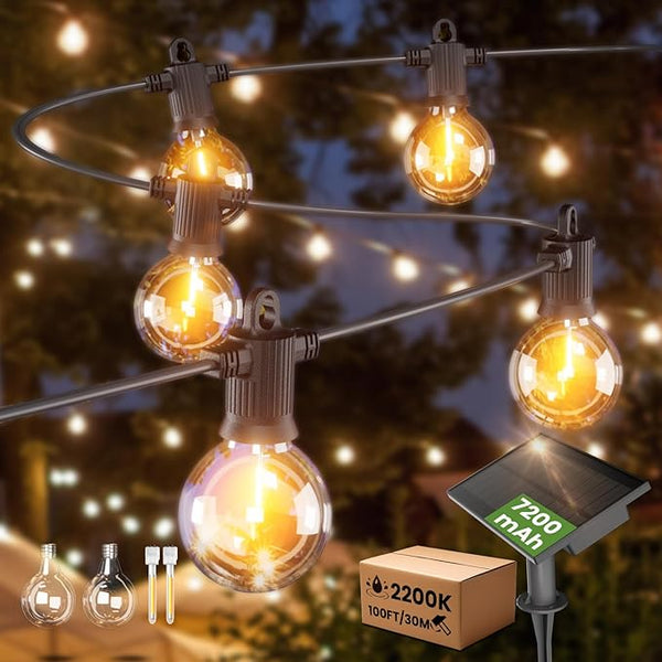 ZOTOYI 100FT Solar String Lights Outdoor Waterproof IP65 with USB Port, G40 Led Solar Patio Globe Lights with 52 | Lumora