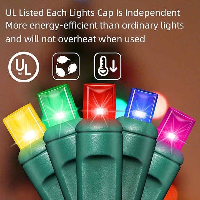 LAMPHOME Multi-Colored Christmas Mini String Lights, 600LED (12pk of 50L) Waterproof Fairy Lights Plug in, Connectable Christmas Decorations for Indoor Outdoor Home Party Garden Yard