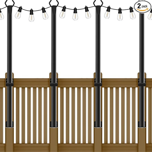 4 Pack String Light Poles,5Ft Metal Poles for Outdoor String Lights,Outdoor Light Poles with Post,Poles/Stand for | Lumora