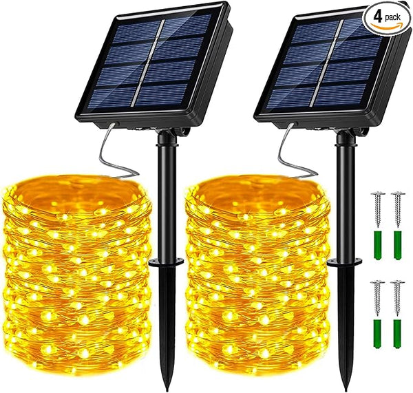 2 Pack Solar Powered Fairy String Lights Outdoor Waterproof 8 Modes Twinkle Christmas Decorations Lights, Each | Lumora