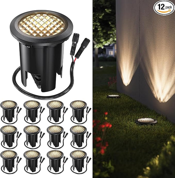 Sunco 12 Pack Low Voltage In-Ground LED Outdoor Lights, Landscape Well Lighting for Yard, Garden, Walkway, 3W, 200 | Lumora