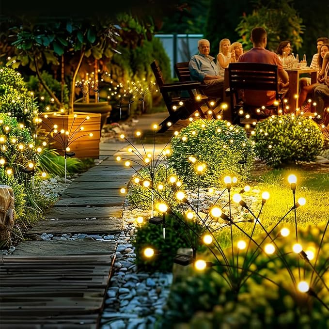 Solar Lights Outdoor Waterproof 2 Packs,Garden Patio Decorative,Firefly Lights for Patio Lawn,Landscape Lighting Large Bulbs,Starlight Windswept,Great Gift for Women for Gardening,20LEDs