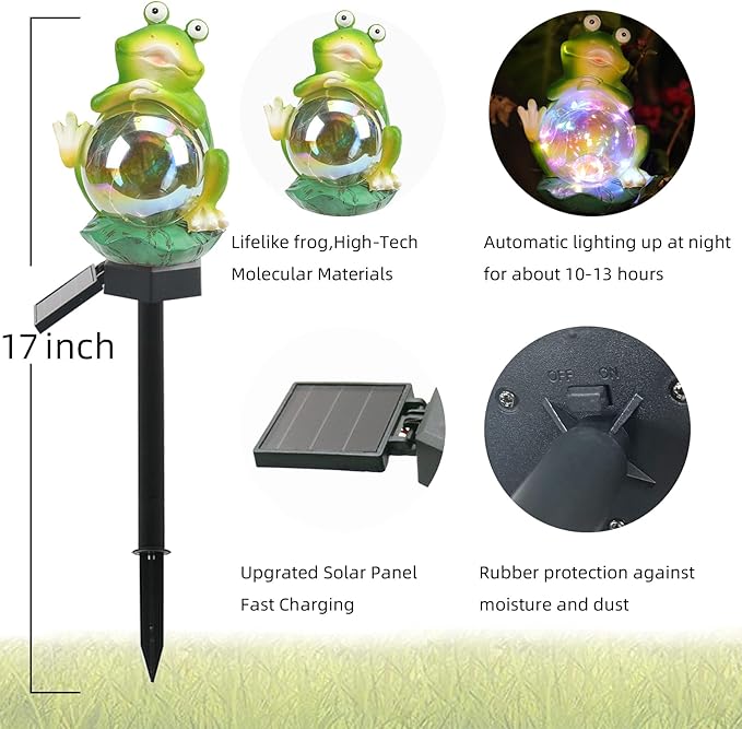 Outdoor Solar Garden Lights,Solar Frog Decorative Lights, IP67 Waterproof Colorful LED Solar Outdoor Lights,Solar Stake Lights for Garden Patio Yard Lawn Decoration