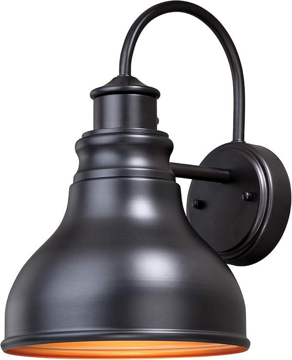 VAXCEL Delano 13 in. H 1-Light Oil Burnished Bronze and Light Gold Dusk to Dawn Sensor Farmhouse Outdoor Wall | Lumora