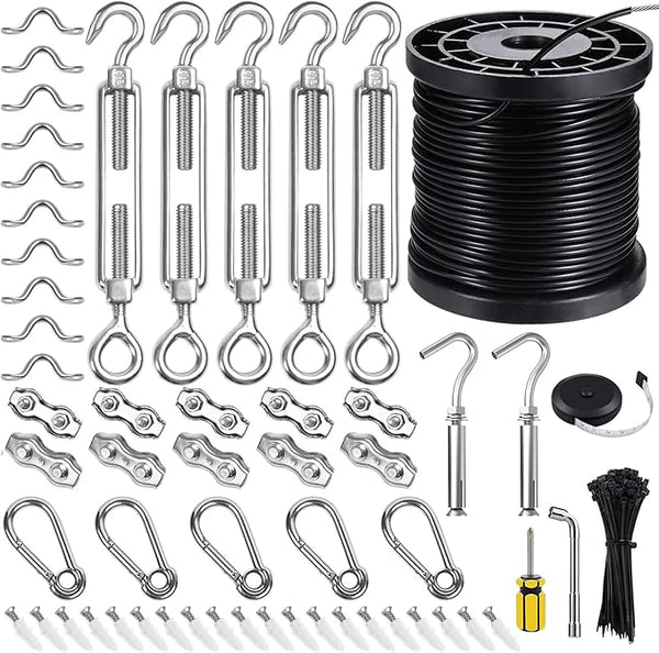 BLIKA String Light Hanging Kits, 250FT Coated Stainless Steel 304 Wire Rope, Outdoor Light Guide Wire, Globe String | Lumora