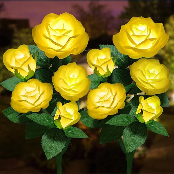 Solar Flower Lights Outdoor - Upgraded New Material Two Modes Realistic LED Solar Powered Waterproof Lights with 5 | Lumora