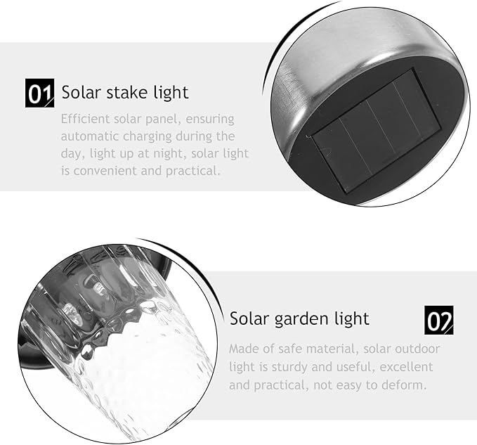 BESPORTBLE Solar Stake Lamp for Garden and Lawn, Outdoor Warm White Solar Pathway Light with Ground Spike, Weatherproof Landscape Lighting for Yard and Courtyard