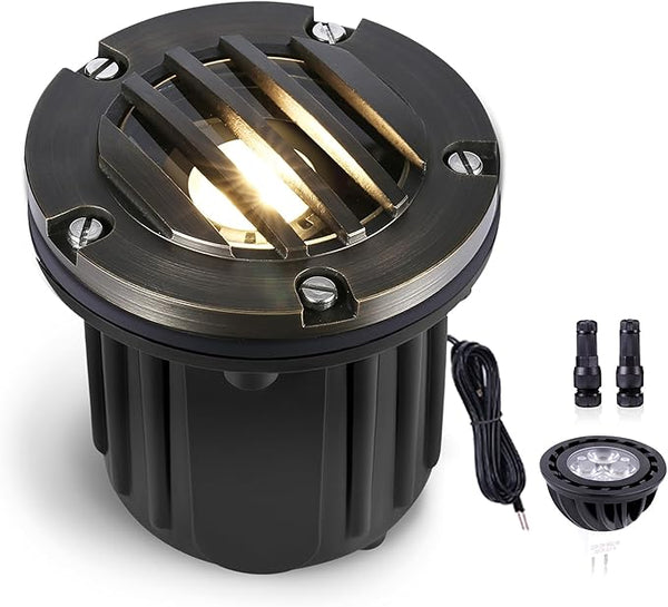 Gardenreet In Ground Well Light - Brass 12V LED Waterproof Outdoor Landscape Lighting, Low Voltage Ip65 in-Grade | Lumora
