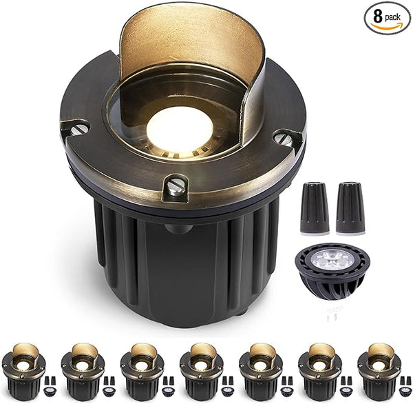 Gardenreet Low Voltage Landscape Well Lighting - Brass In-Ground Hardwired Replaceable Bulb Ip65 Light, 12V LED | Lumora