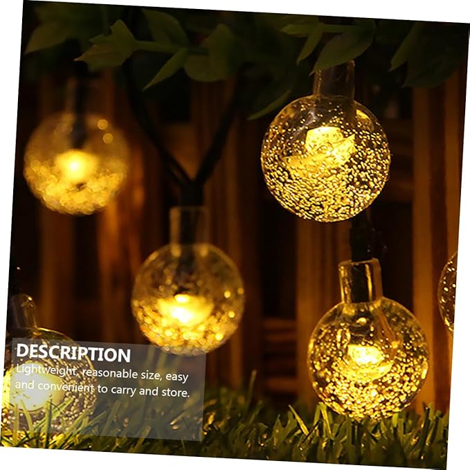 Homoyoyo Solar String Lights Outdoor 5m Warm LED Bubble Globe Decor Lamp Solar Powered Patio Garden Yard Lighting with 20 Large Bulbs for Outdoor Decoration