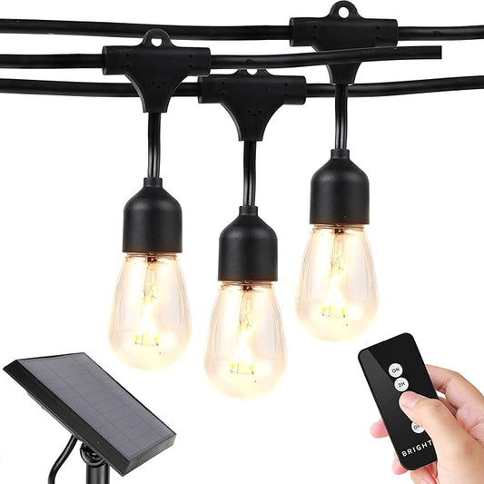 Brightech Bundle: Ambience Pro - Waterproof LED Outdoor String Lights - Hanging, Dimmable 1W Edison Bulbs, Soft White - 48 Ft + 6 Ft Extension Cord