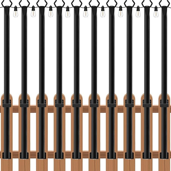 zoegi 10 Pack 5FT String Light Poles,Light Poles for Outside Lights with Fork,Outdoor Brackets Hanging Lights,Metal | Lumora
