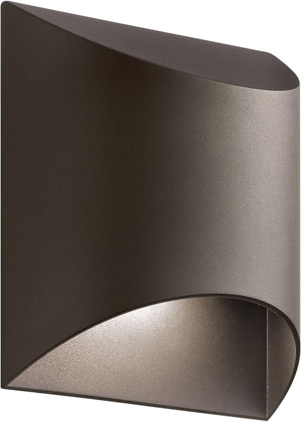 Kichler Wesley 7.5” LED Outdoor Wall Sconce in Textured Architectural Bronze, 1-Light Modern Outdoor Lighting | Lumora