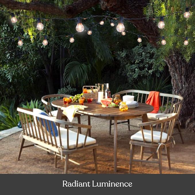 Brightech Ambience Pro Solar Powered LED Outdoor String Lights - 27 Ft Commercial Waterproof Patio Lights with Edison Bulbs - Durable String Lights for Outside, Backyard, Porch - 1W, Soft White