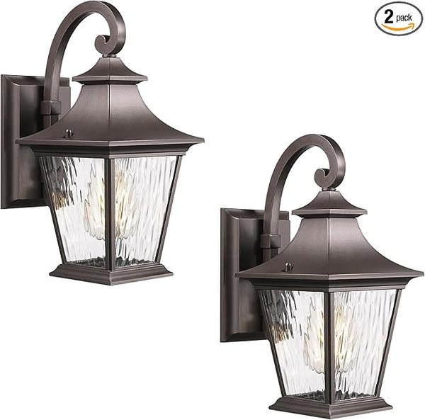 Emliviar 2 Pack Outdoor Wall Lights, Exterior Wall Lantern Sconce for Garage Patio, Oil Rubbed Bronze Finish with | Lumora