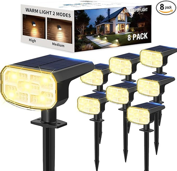 Solar Lights Outdoor Waterproof IP65, Super Bright LED, 3000K 2 Lighting Modes, Solar Powered Yard Garden Solar | Lumora