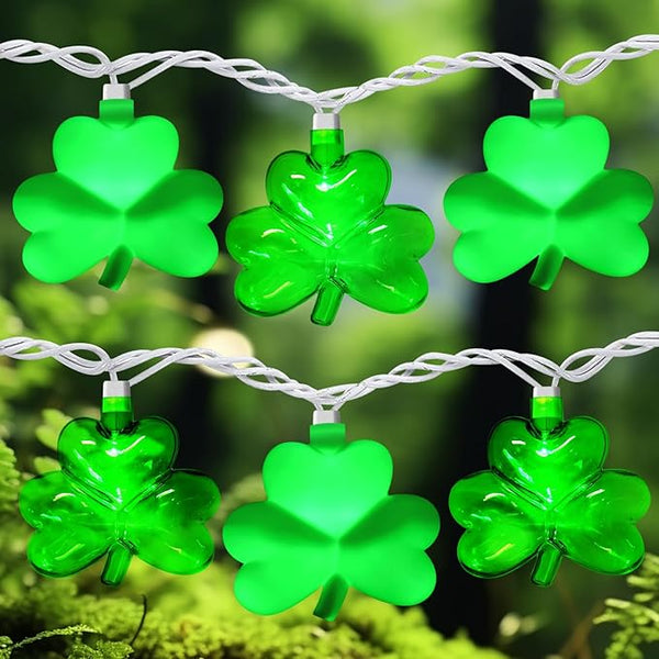 8.5Ft Shamrock String Lights, St Patrick's Day Decorations Light with 10 LED Green Lucky Clover Lights Outdoor | Lumora
