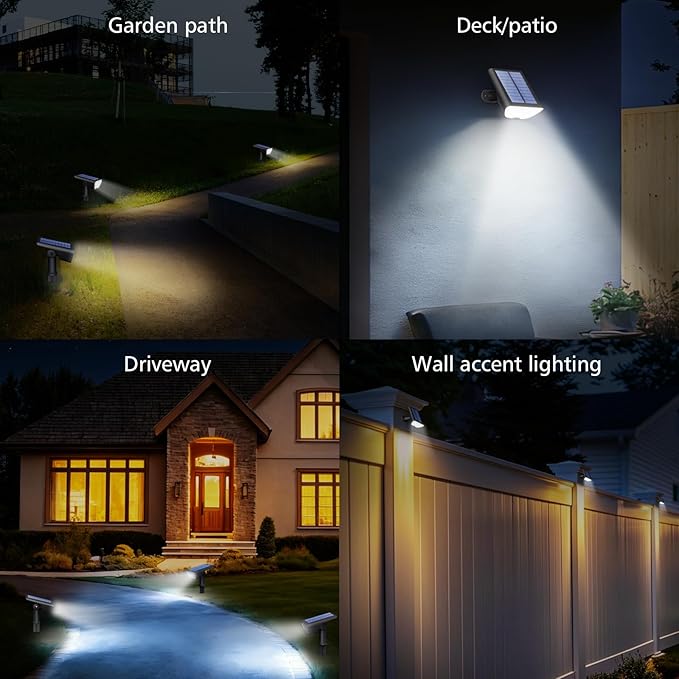 Solar Lights Outdoor Waterproof IP65, Landscape Spotlights with 73 LED, 3 Modes Auto On/Off Solar Spot Lights | Lumora