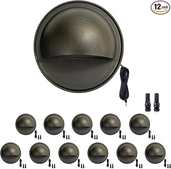 Gardenreet LED Step Lights - 12V Brass Low Voltage Deck Light Outdoor, Landscape Hardwired IP65 Waterproof, Antique | Lumora
