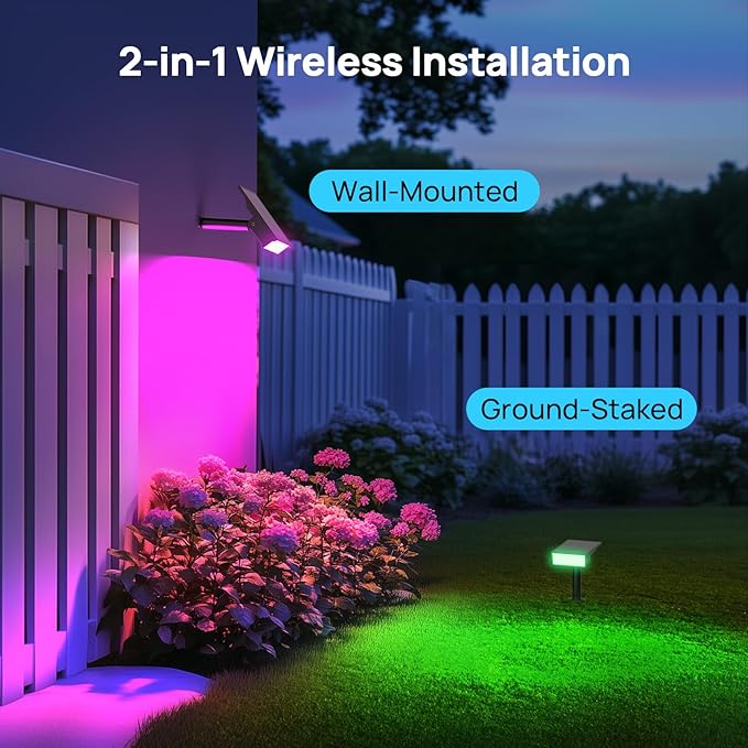 Consciot Solar Spot Lights Outdoor, Adjustable 170° Solar Outdoor Light, 7 Multicolored Garden Light Waterproof | Lumora