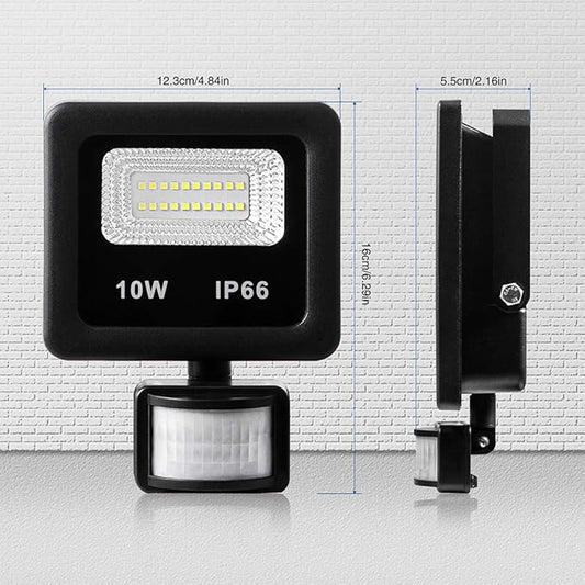 Motion Sensor Flood Light Outdoor,10W Security Light, IP66 Waterproof Outdoor Light,1000LM,6500K Motion Security Lights with Plug for Garage Yard Patio Pathway Porch Entryways (Daylight White)