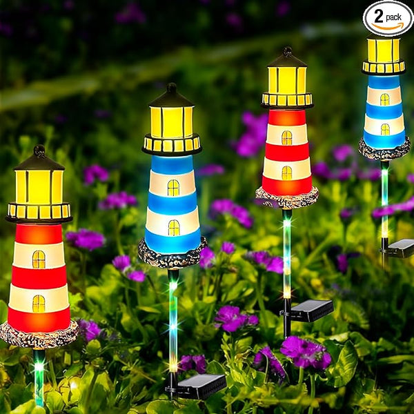 Solar Garden Lights Outdoor Decorations, 4 Packs Lighthouse Waterproof, Lights walkways Garden Decor for Outside | Lumora