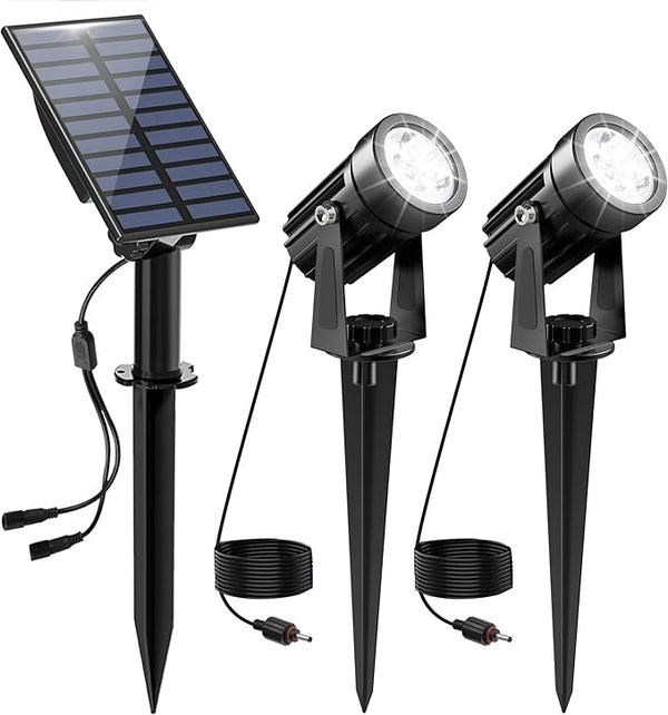 Solar Spot Lights Outdoor, 2-in-1 Solar Landscape Spotlights IP65 Waterproof 9.8ft Cable,Auto On/Off Outdoor Wall | Lumora