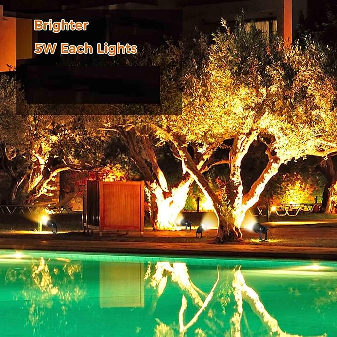 SHOYO Warm White Yard Spot Lights, Outdoor Spotlights 3000K IP65 Wateproof LED Landscape Lights Uplights with Spike | Lumora