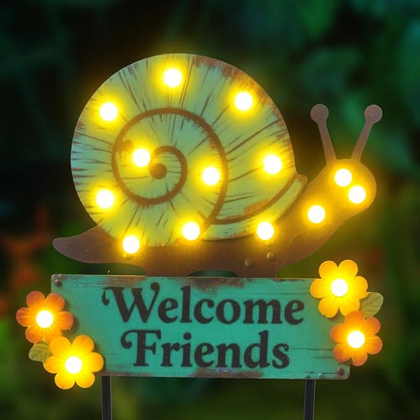 43.3" Tall Garden Stakes with Garden Signs Decorative Outdoor, Snail Solar Landscape Lights Outdoor Yard | Lumora