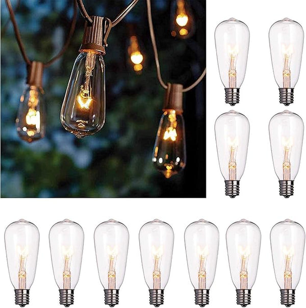 10Ft Outdoor String Lights Waterproof with 10 ST40 E17 Edison Replacement Lights Bulbs, Vintage Patio String Lights | Lumora