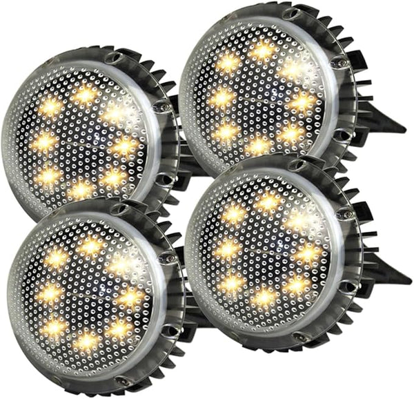 4pcs Warm Light Solar-Powered LED Outdoor Ground Lamps for Garden Lawn Landscape Lighting, Black Disc Design | Lumora