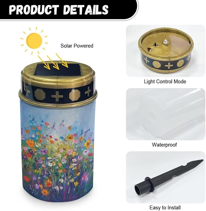 ZOUTAIRONG Spring Flower Solar Outdoor Lights, Solar Light for Cemetery Grave, Outdoor Solar Lights for Yard, Solar Lights Outdoor Waterproof Solar Garden Lights for Patio, Yard,