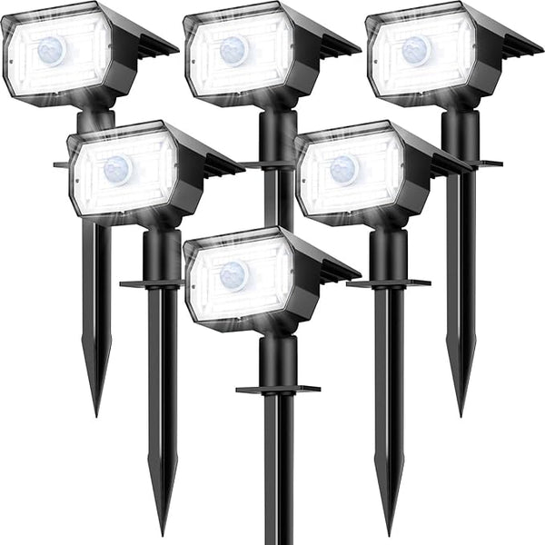 nipify 6 Pack Solar Lights Outdoor Waterproof, Motion Sensor Spot Lights 3 Modes Solar Powered Spotlights 2-in-1 | Lumora