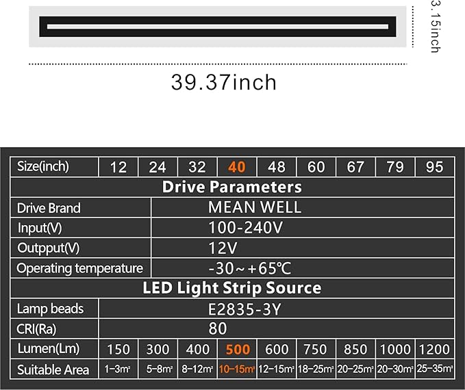 LED Long Wall Light Outdoor Wall Mounted Modern Lighting Fixture IP65 Waterproof Outdoor Wall Light, Suitable for Courtyard/Exterior Wall/Patio(Dimmable, 39.4inch)