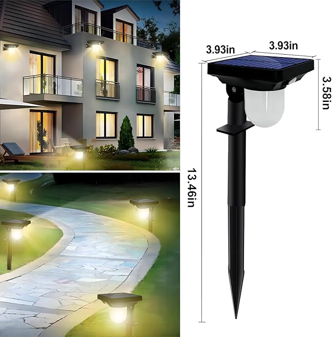 S NMT Solar Landscape Spotlight, 4 Pack IP65 Waterproof Outdoor Garden Solar Powered Pathway Light Motion Sensor | Lumora