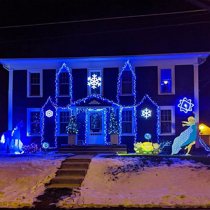 50ft 100 Counts Blue LED Outdoor Christmas Lights - Commercial Grade, Waterproof, Green Wire, Xmas Lights, IP65, UL
