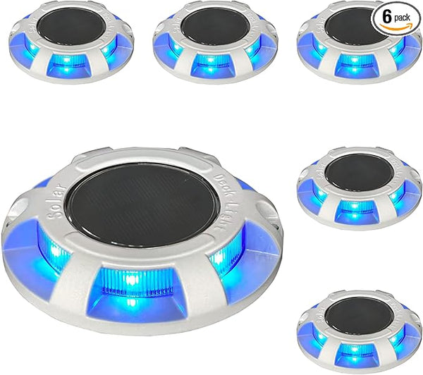 6 Pack Solar Driveway/Solar Deck Marine/ LEDs Dock Lights Solar Powered Warning Step Light Outdoor Waterproof with | Lumora
