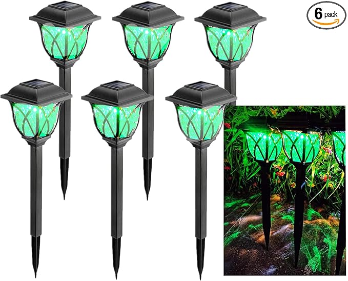 6 Pack LED Solar Lights Outdoor Waterproof, Garden Pathway Landscape Decor Auto On Off Solar Powered Lights for Patio Driveway Walkway Lawn Yard