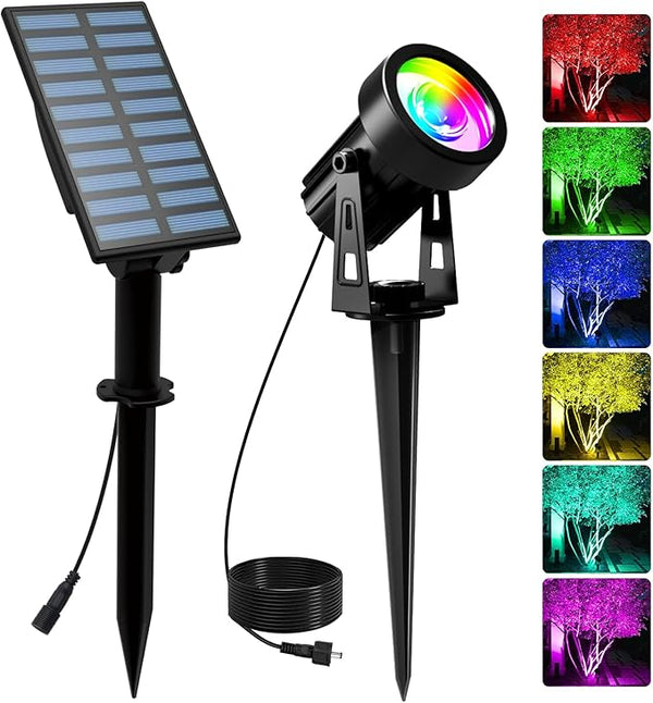 T-SUNUS RGB Solar Landscape Spotlights Christmas, Color Changing Spot Light Outdoor IP65 Waterproof Garden Lights | Lumora