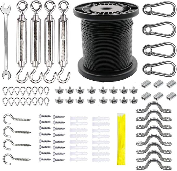 String Lights Hanging Kit,Globe String Lights Suspension Kit,Outdoor Light Guide Wire, 196 FT Nylon Coated | Lumora