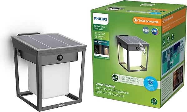 Philips Solar LED 1-Pack Ultra-Efficient Wall Lantern - Blaise, Dusk to Dawn, Automatically Linkable, Daylight and | Lumora